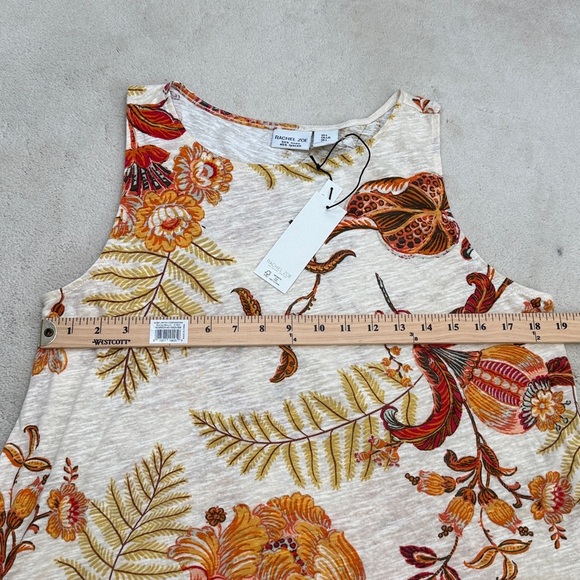 Rachel Zoe Linen Floral Leaf 2 Piece Set Tank Wide Leg Pants Rope Belt Large NWT - Picture 9 of 14